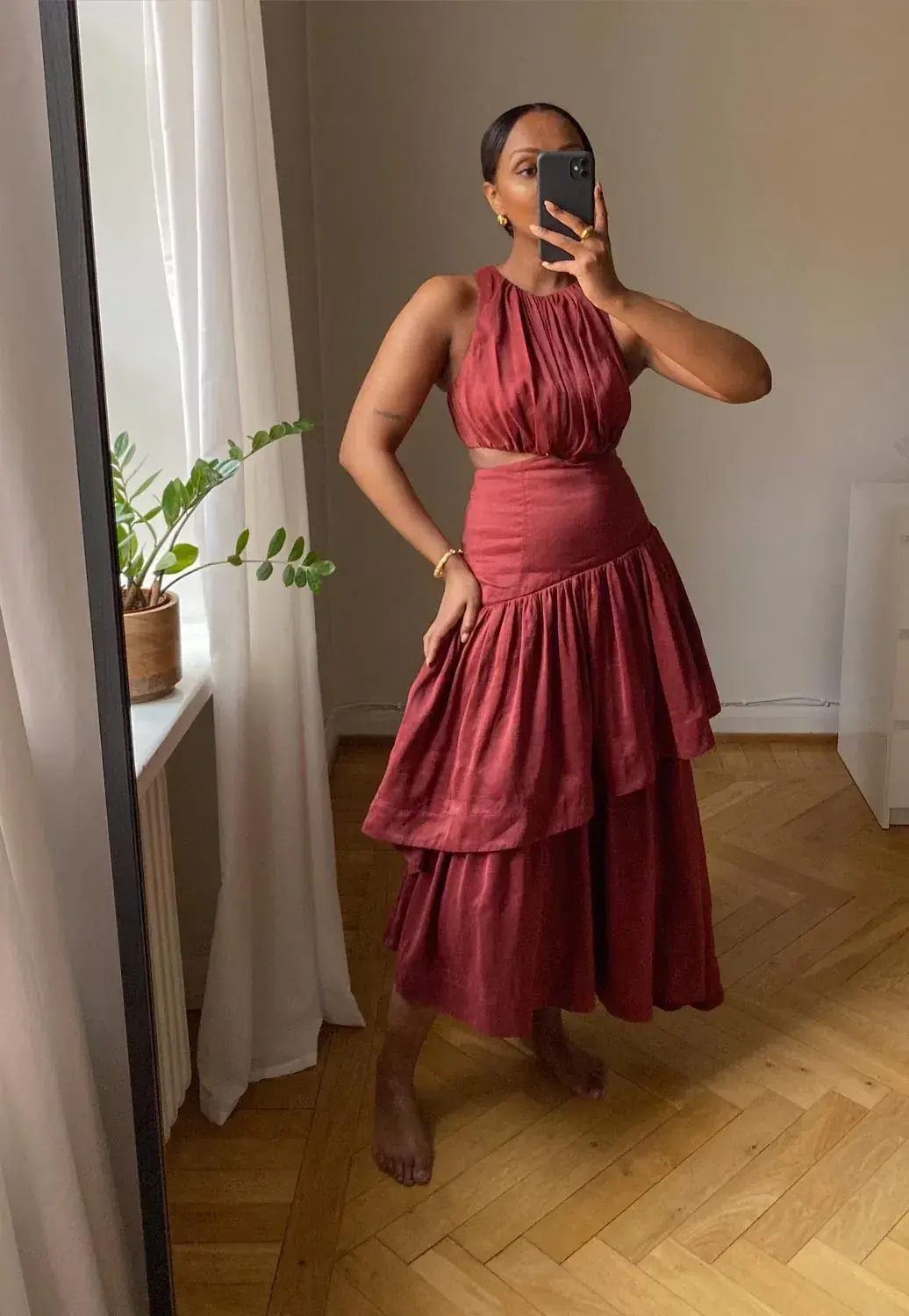 Aje Caliente Cut Out Dress Maroon Red Size 8 - Image 2