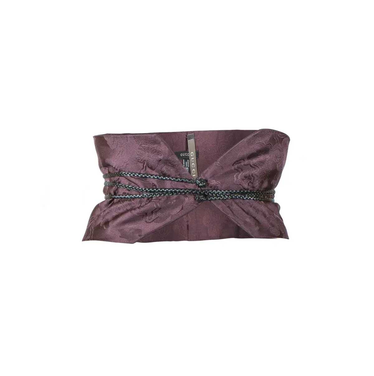 Tom Ford for Gucci Fall 2002 Brown Silk Obi Belt with Leather Strap - Image 1