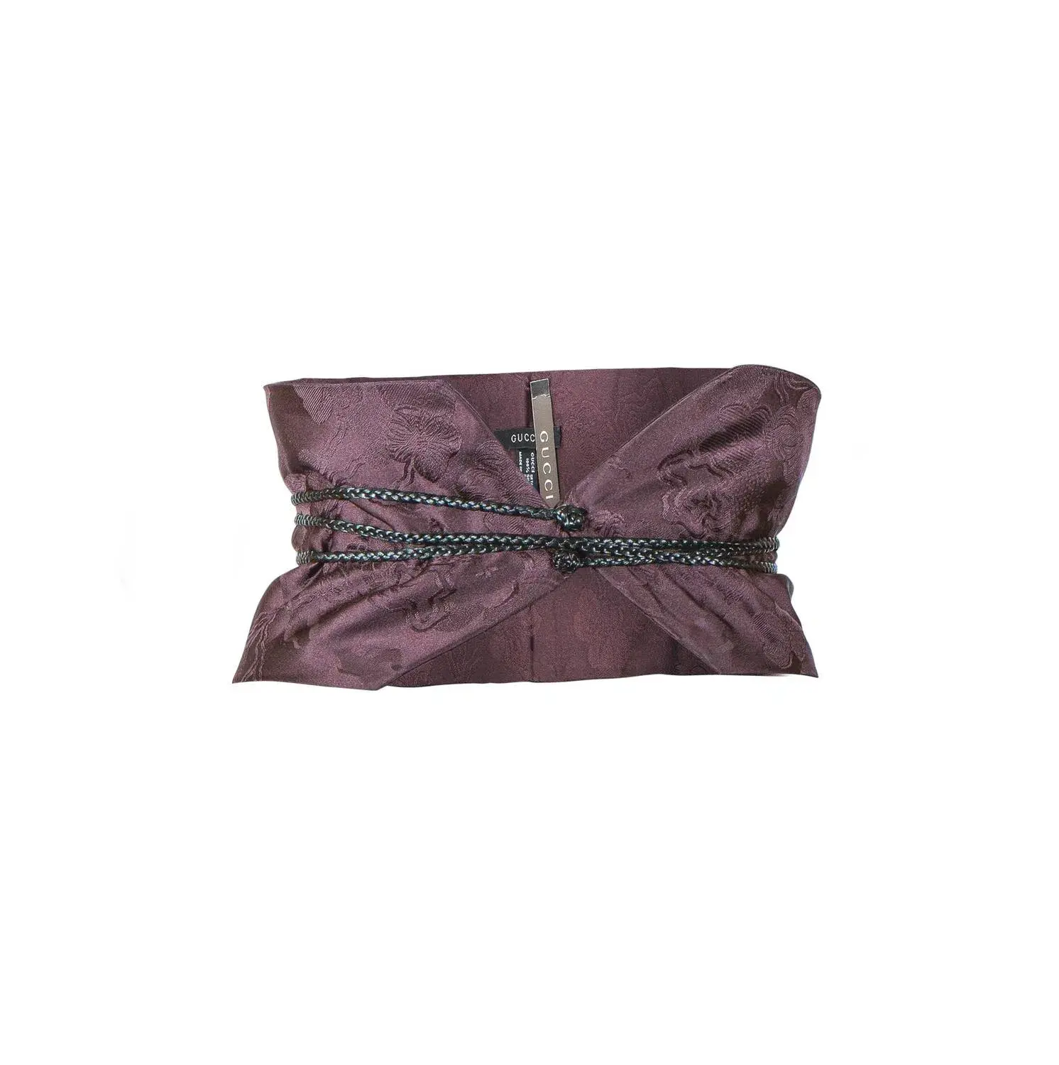 Tom Ford for Gucci Fall 2002 Brown Silk Obi Belt with Leather Strap - Image 1