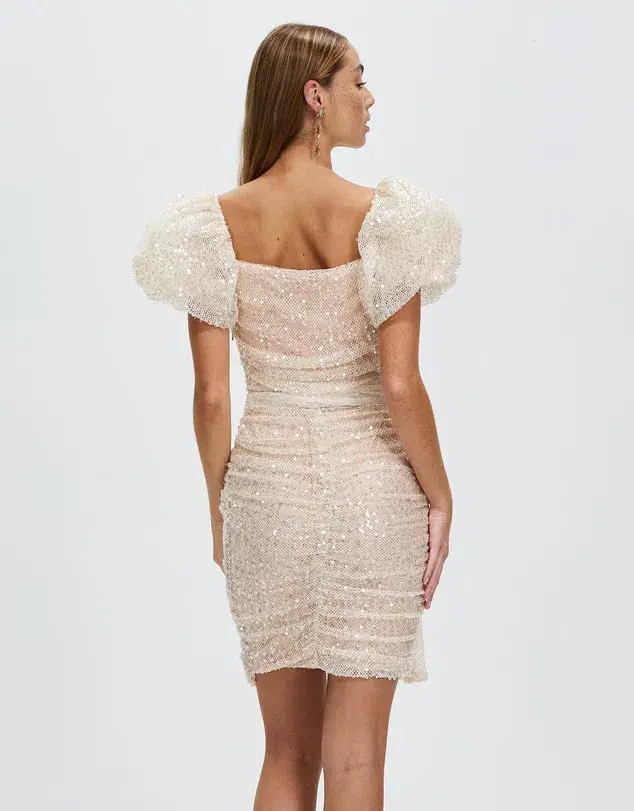 Bariano Powder Puff Sleeve Mini Dress Sequin Size 8  - Image 4