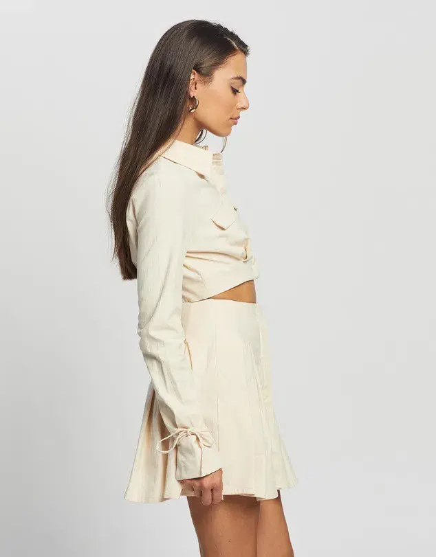 Sovere Revere Crop Shirt and Skirt Set Parchment Size 10  - Image 5