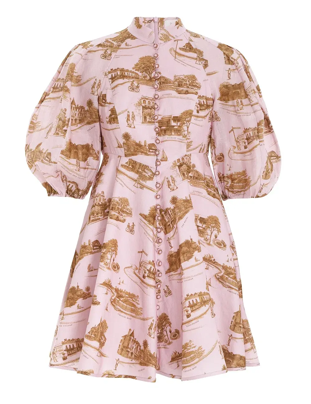 Zimmermann Day Mini Dress Pink/Gold Toile Size 2 / Au 12 - Image 2