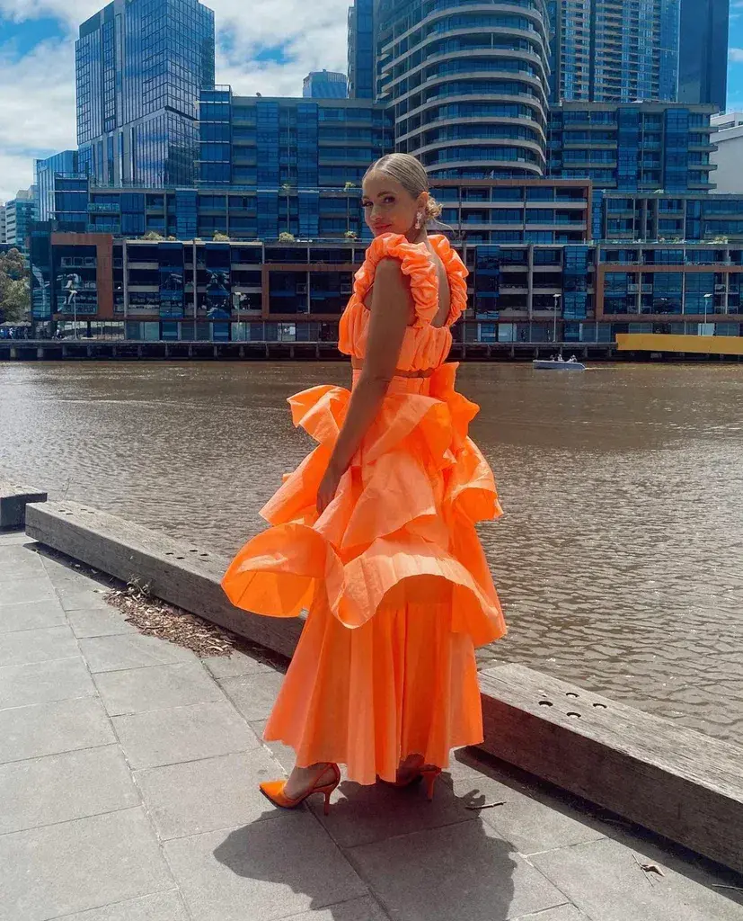 Aje Medina Crop & Skirt Set Orange Size 6 - Image 4