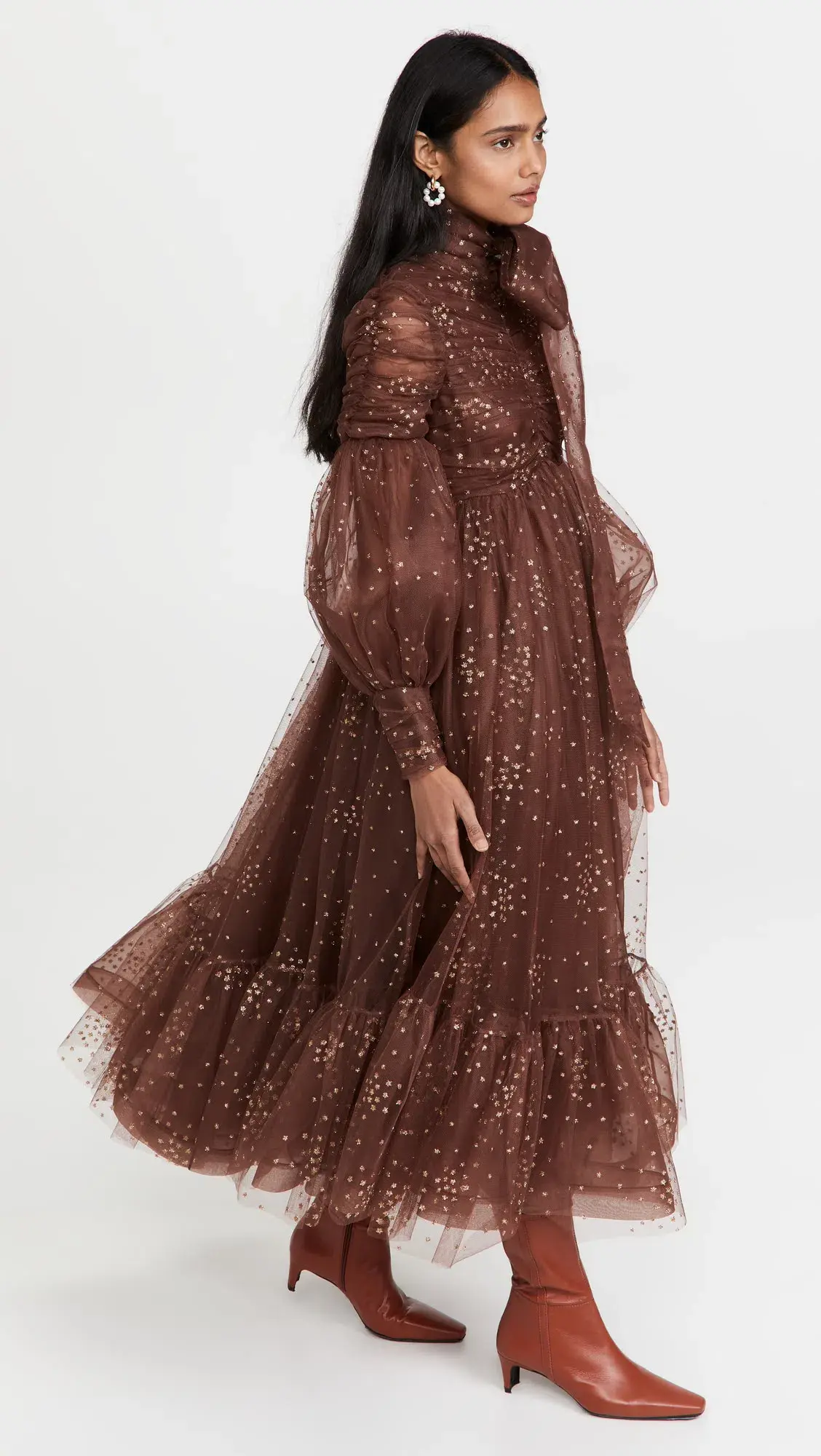Zimmermann Tempo Ruched Glitter Gown Chocolate Brown Size 0 / Au 8 - Image 4