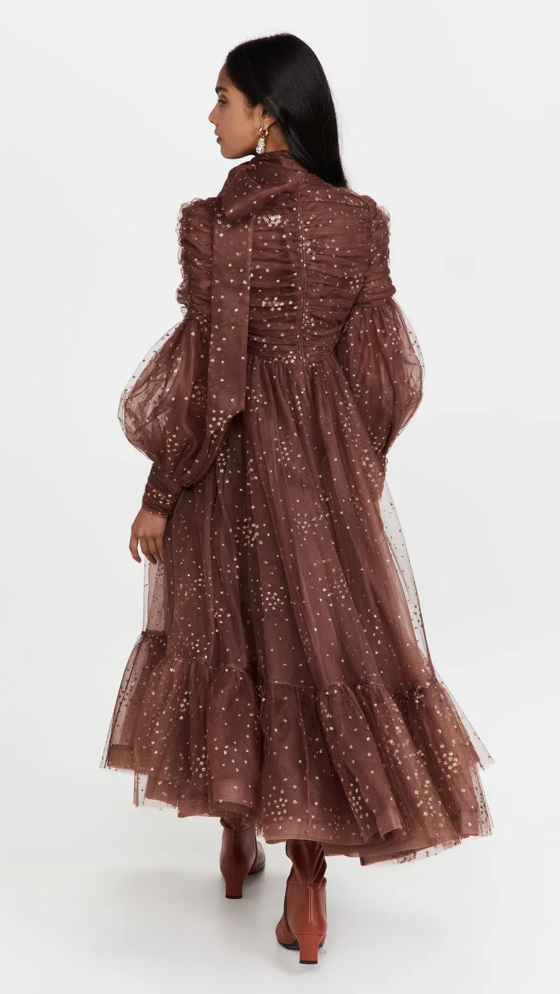 Zimmermann Tempo Ruched Glitter Gown Chocolate Brown Size 0 / Au 8 - Image 3
