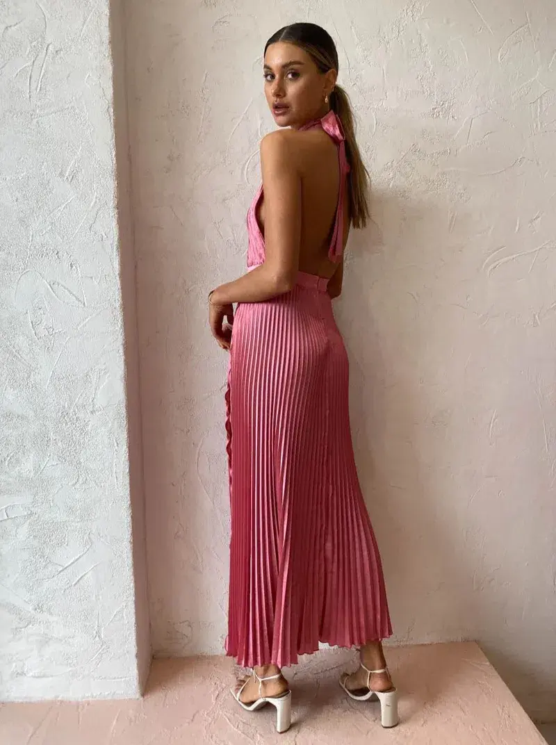L'Idee Renaissance Split Gown Dusty Rose Size 8 - Image 3