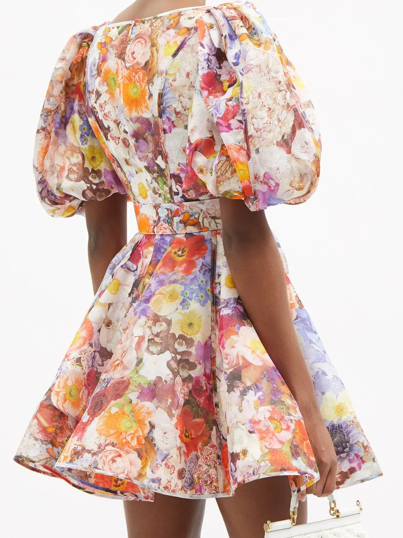 Zimmermann Prima Balloon Sleeve Belted Mini Dress Floral Size 1 /  Au 10 - Image 4