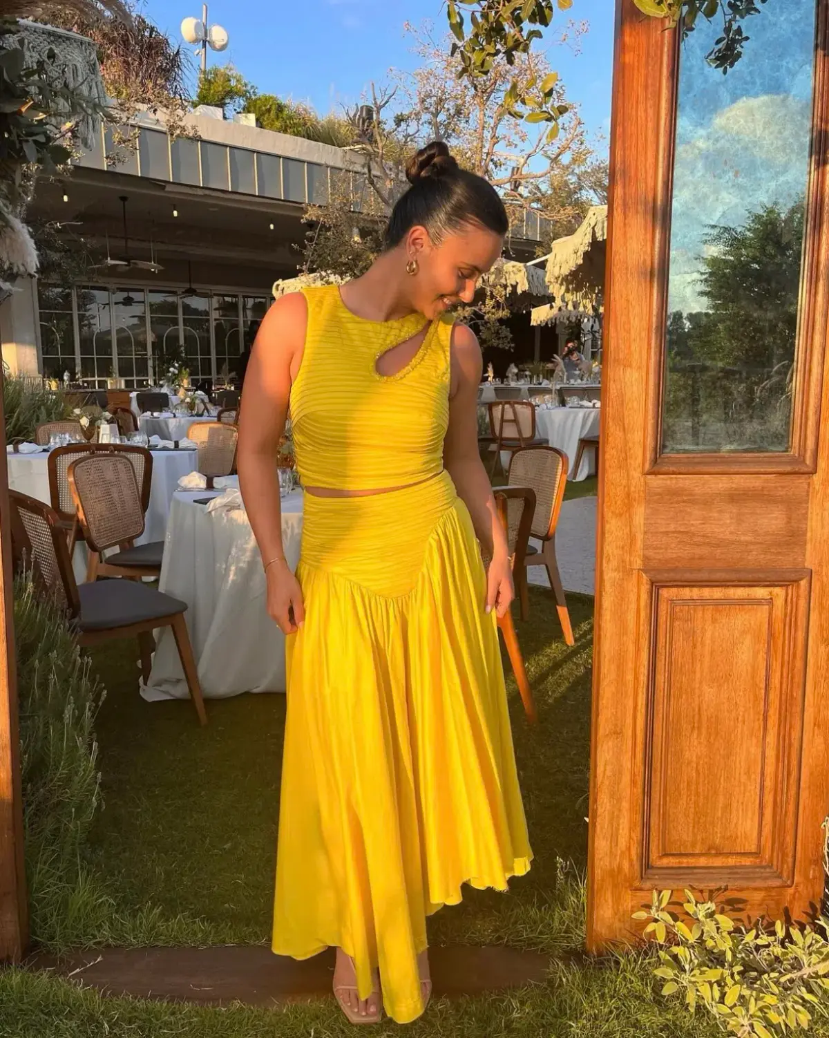 Aje The Jolie Asymmetric Cut Out Set Size 8 Sun Shower Yellow Size 8 - Image 1