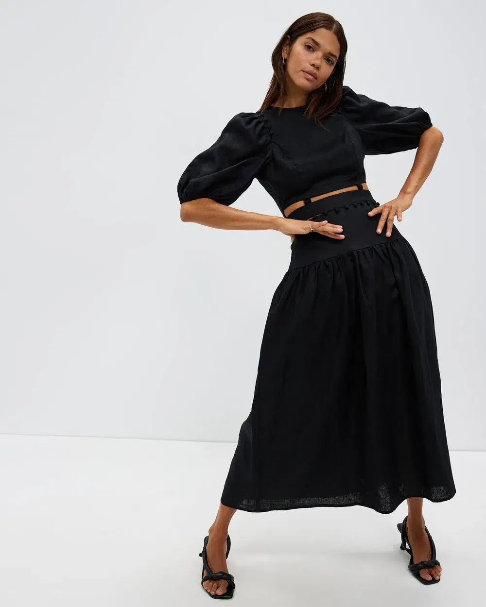 AERE Button Detail Maxi Dress  - Image 1