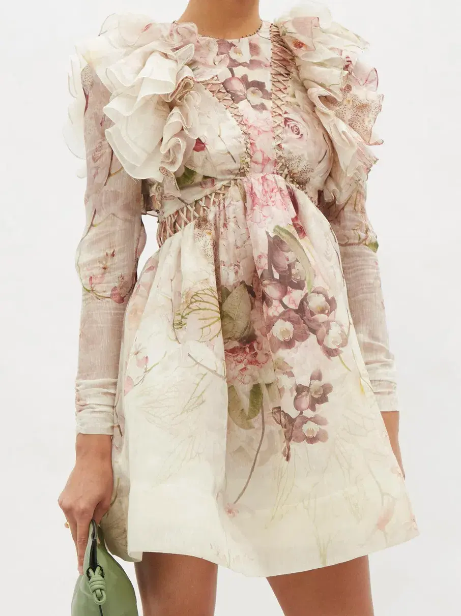 Zimmermann Dancer Laced Mini Dress Floral Size 4 / AU 16 - Image 2