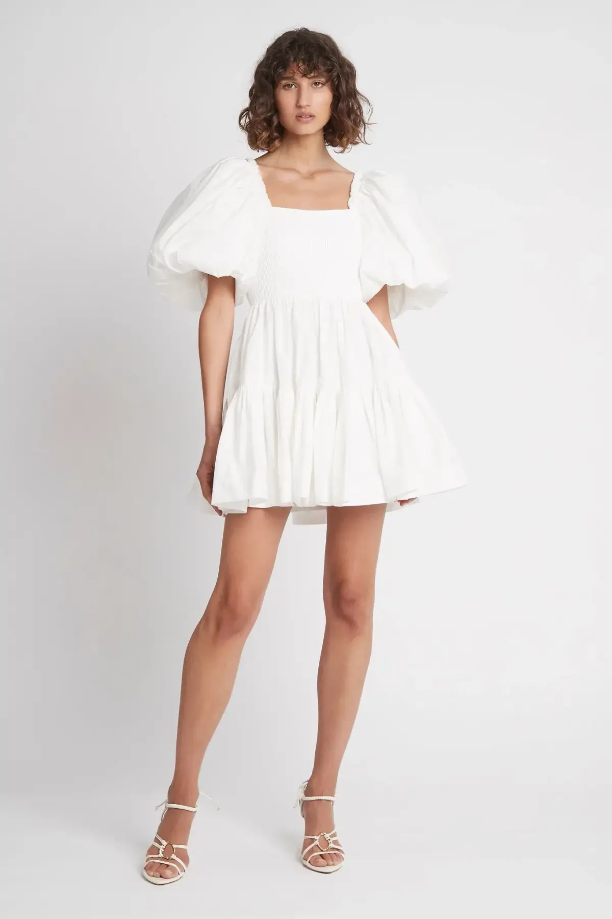Aje Casa Puff Sleeve Mini Knit Dress White Size 14  - Image 1