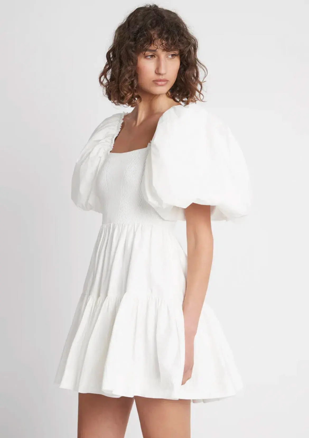 Aje Casa Puff Sleeve Mini Knit Dress White Size 14  - Image 3