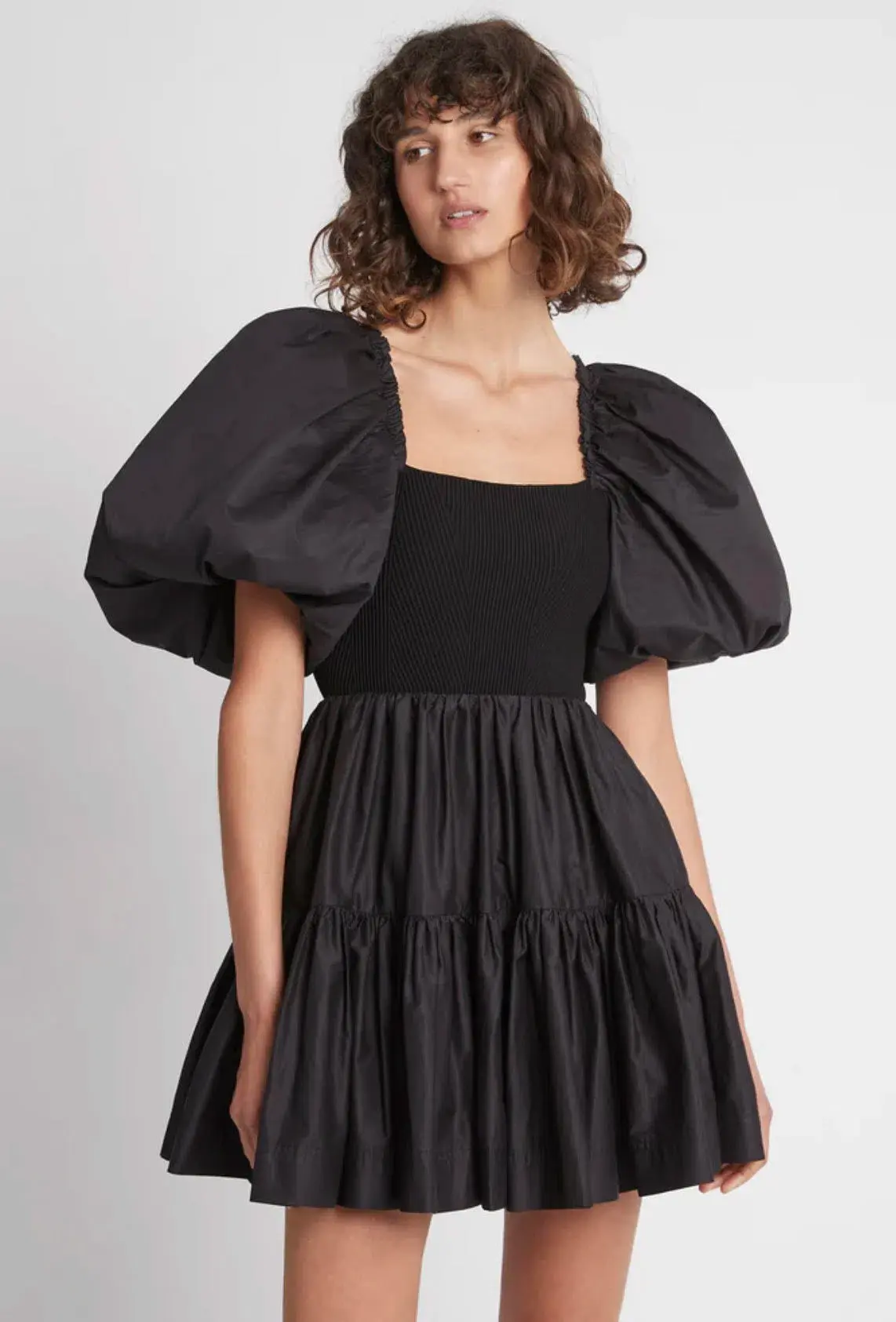 Aje Casa Puff Sleeve Mini Knit Dress Black Size 14 - Image 2