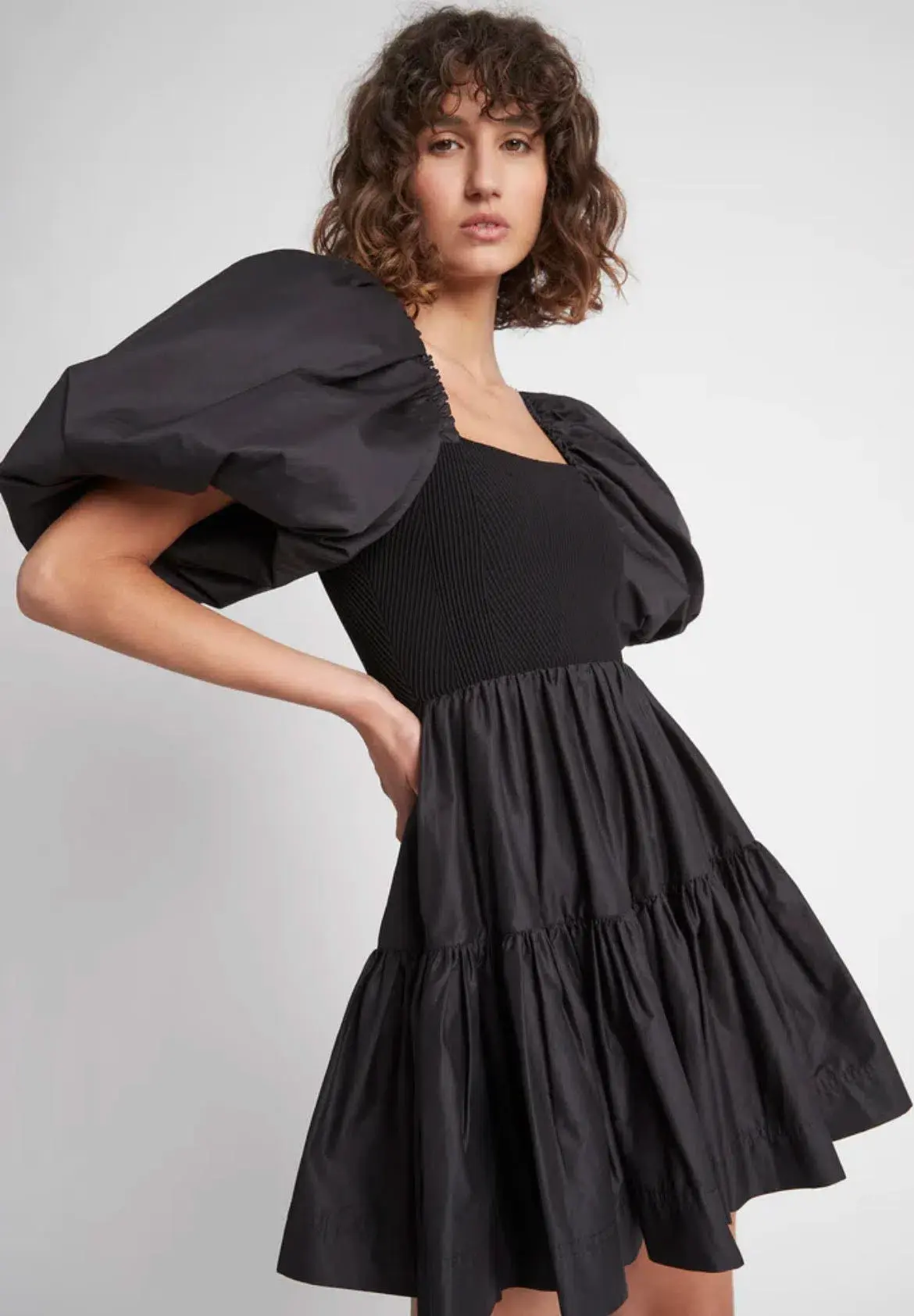 Aje Casa Puff Sleeve Mini Knit Dress Black Size 14 - Image 3