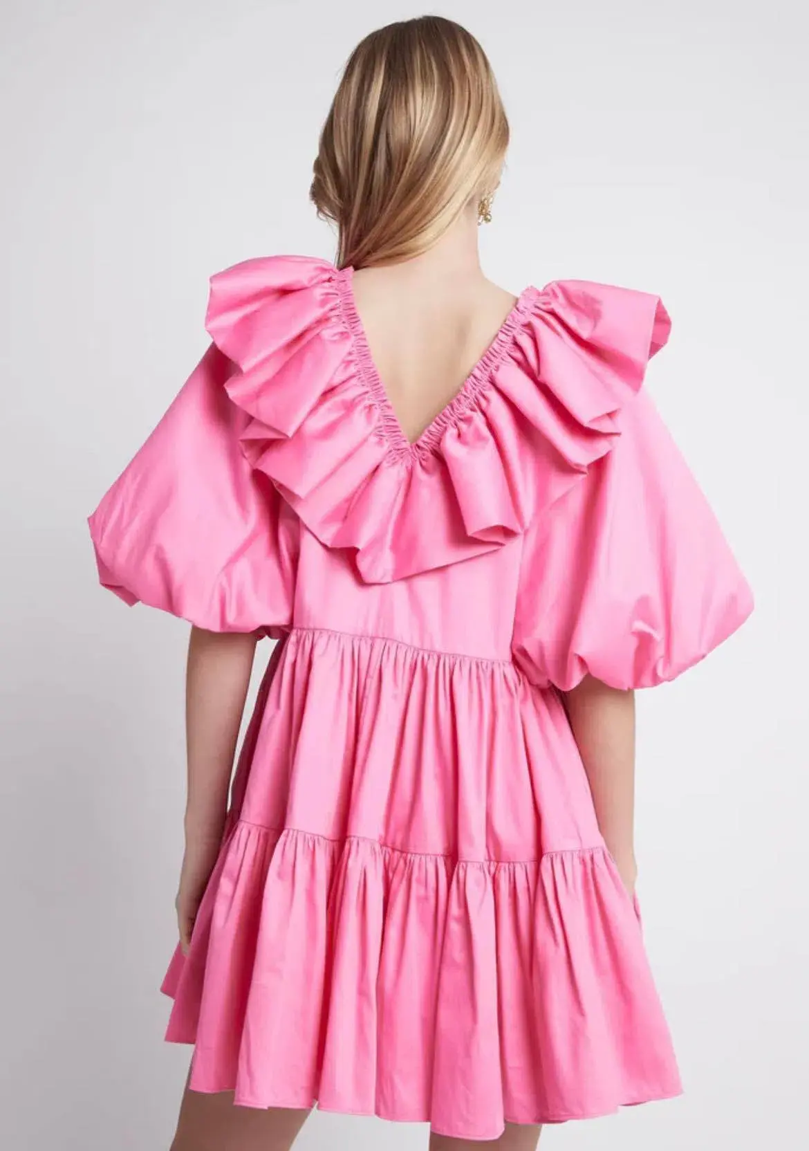 Aje Solstice Ruffle Tiered Smock Mini Dress Pink Size 14 - Image 6