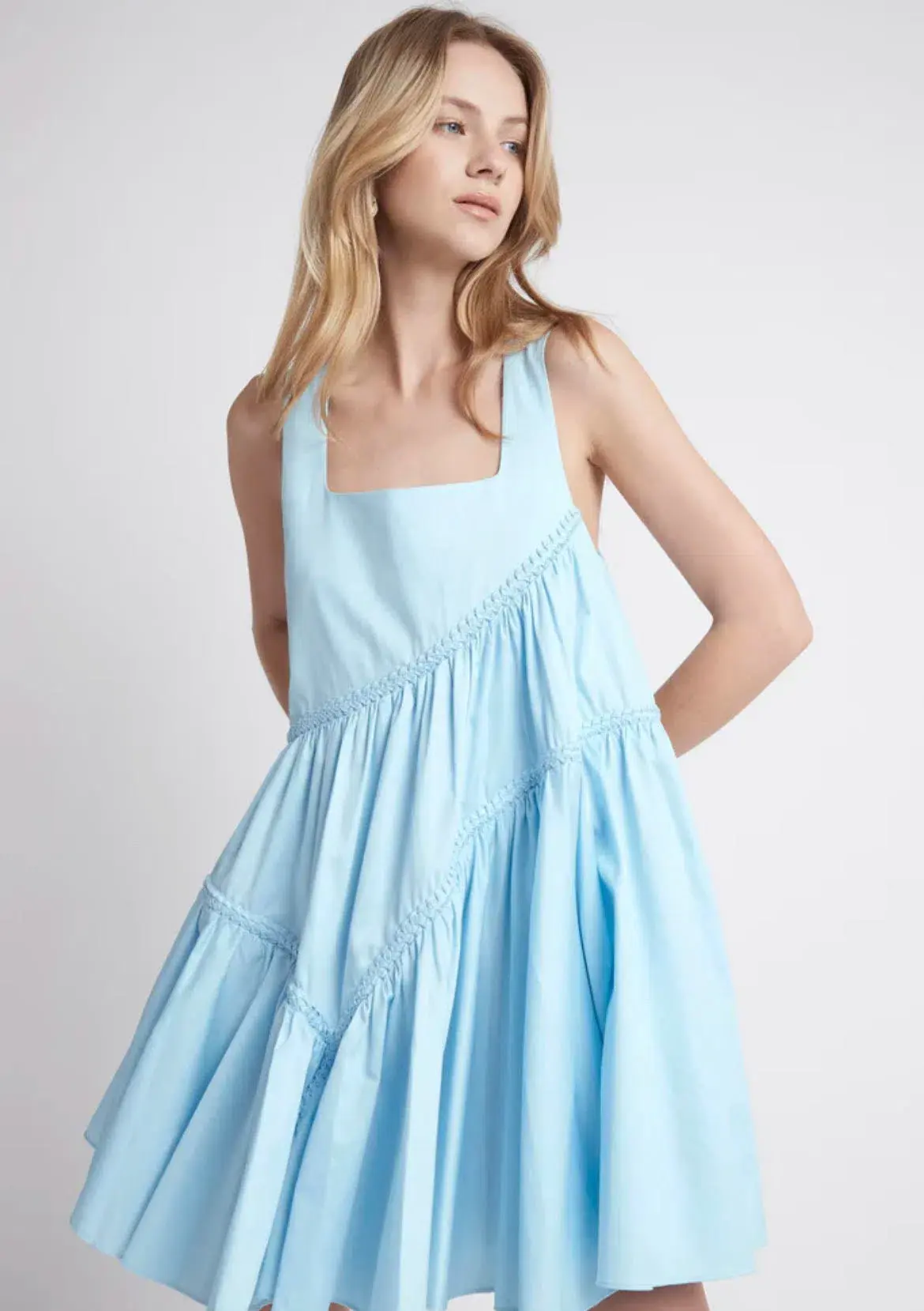 Aje Casabianca Sleeveless Braided Dress Ice Blue Size 14  - Image 2