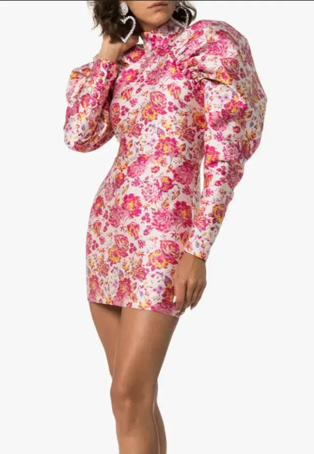 Rotate By Birger Christensen Button-detailed Ruched Floral-jacquard Mini Dress In Multi Size 8 - Image 2