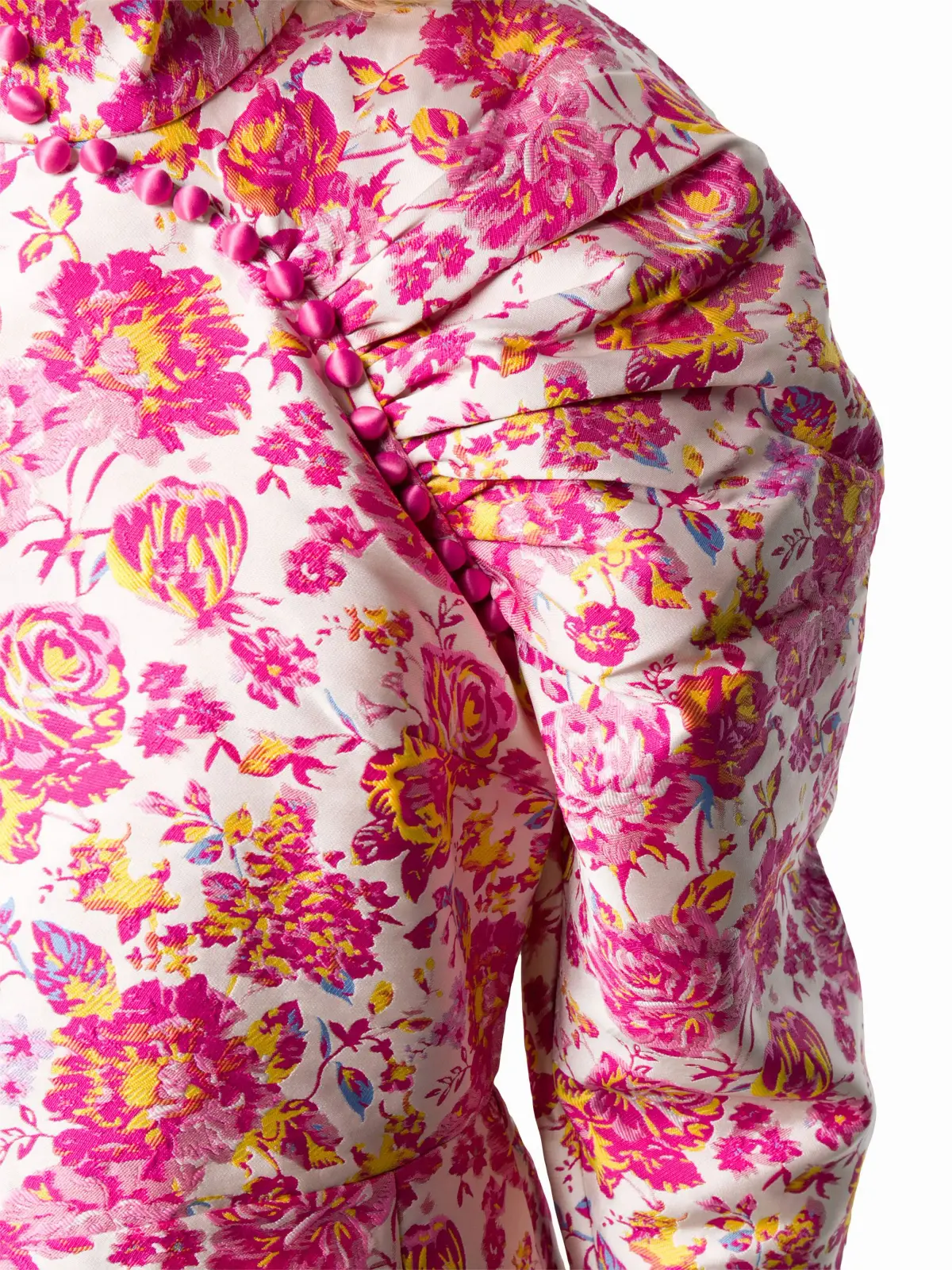 Rotate By Birger Christensen Button-detailed Ruched Floral-jacquard Mini Dress In Multi Size 8 - Image 4