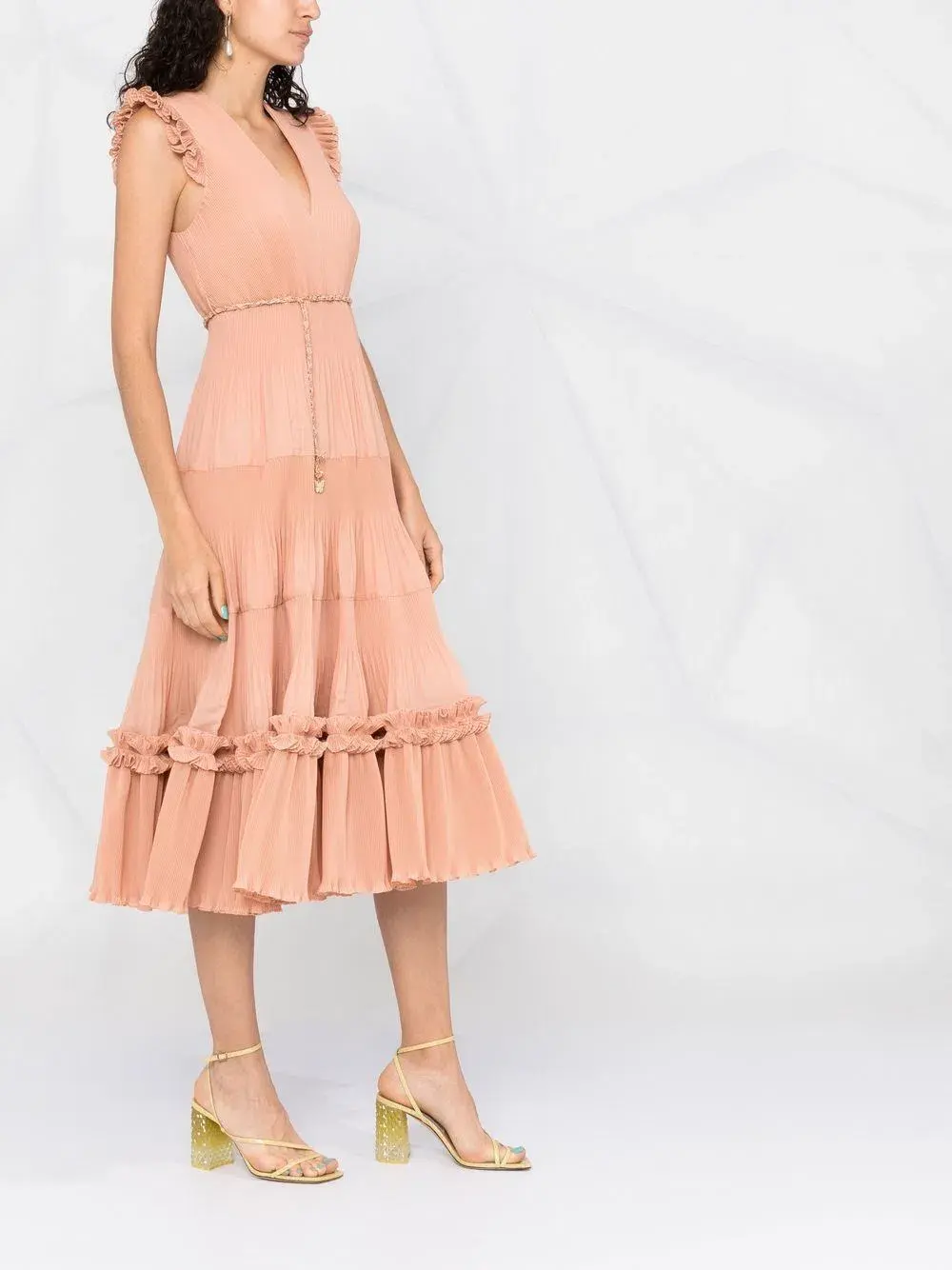 Zimmermann Pleated Midi Dress Lipstick Size 2 for rent on The Volte - main image