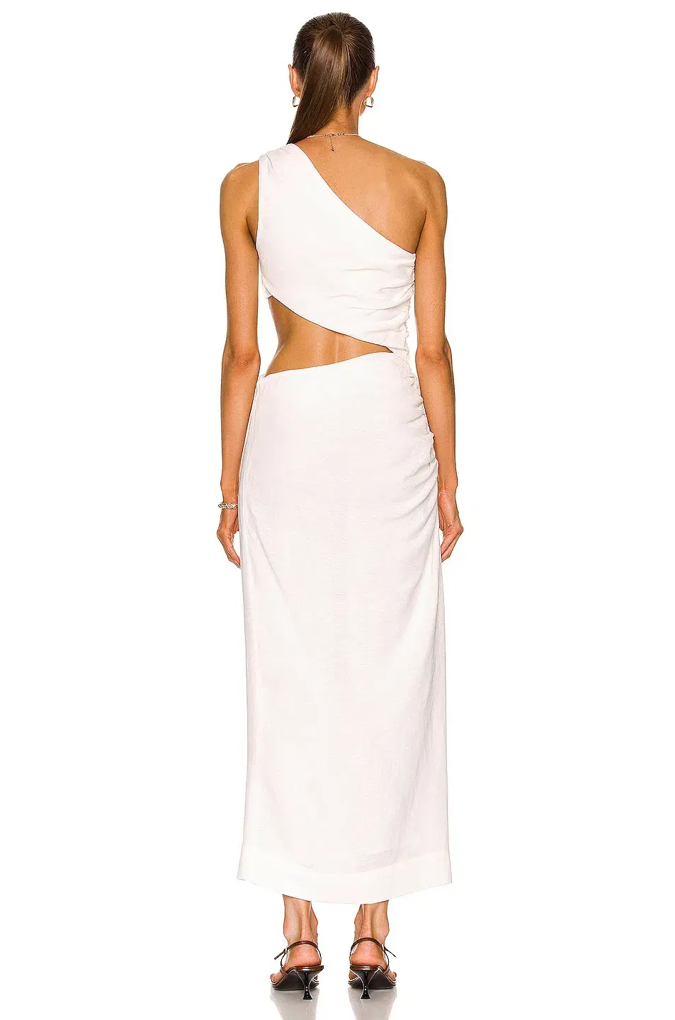 Sir The Label Clemence One Shoulder Midi Dress in Ivory Size 0 for rent on The Volte - main image