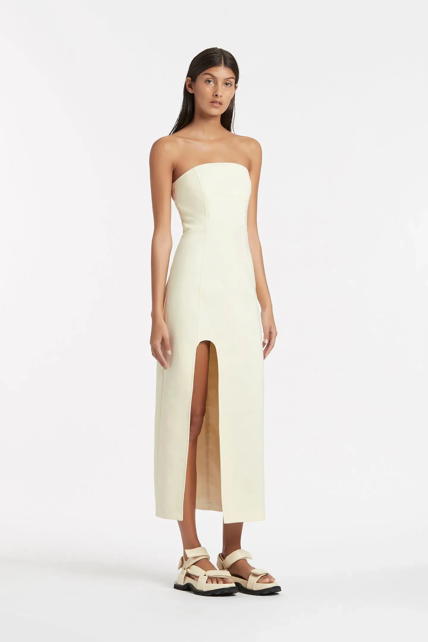 Sir The Label Marco Structured Midi Dress In Lemon Yellow Size 1 / AU 8 - Image 3