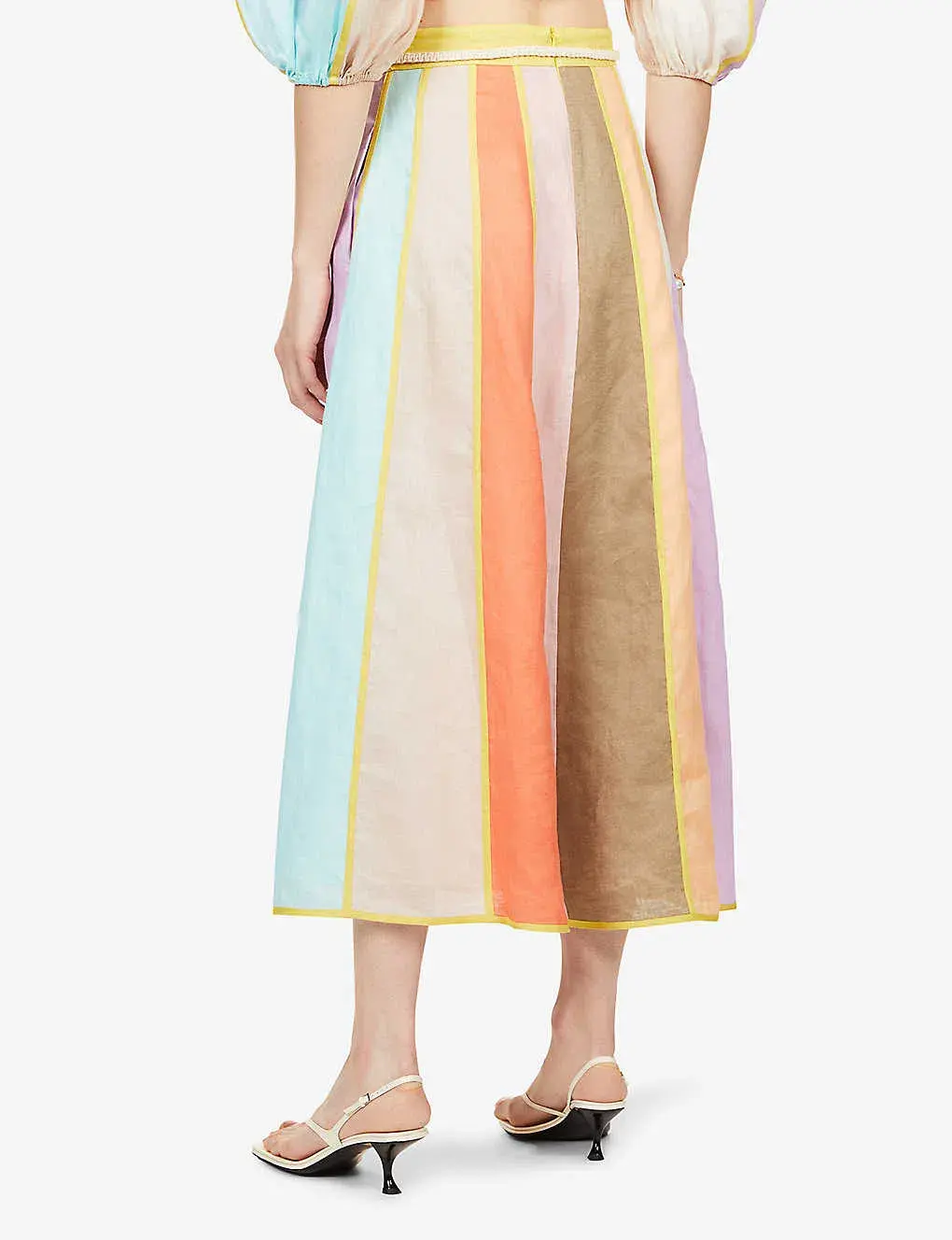 Zimmermann Lola Panelled Crop and Skirt Set Spliced Size 0 / AU 8 - Image 3