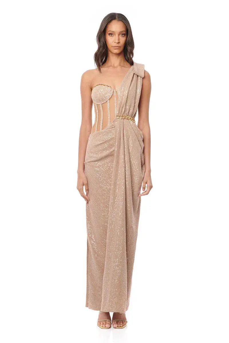 Eliyah the Label Annalise Gown Nude Sequin Size 6 / XS - Image 1