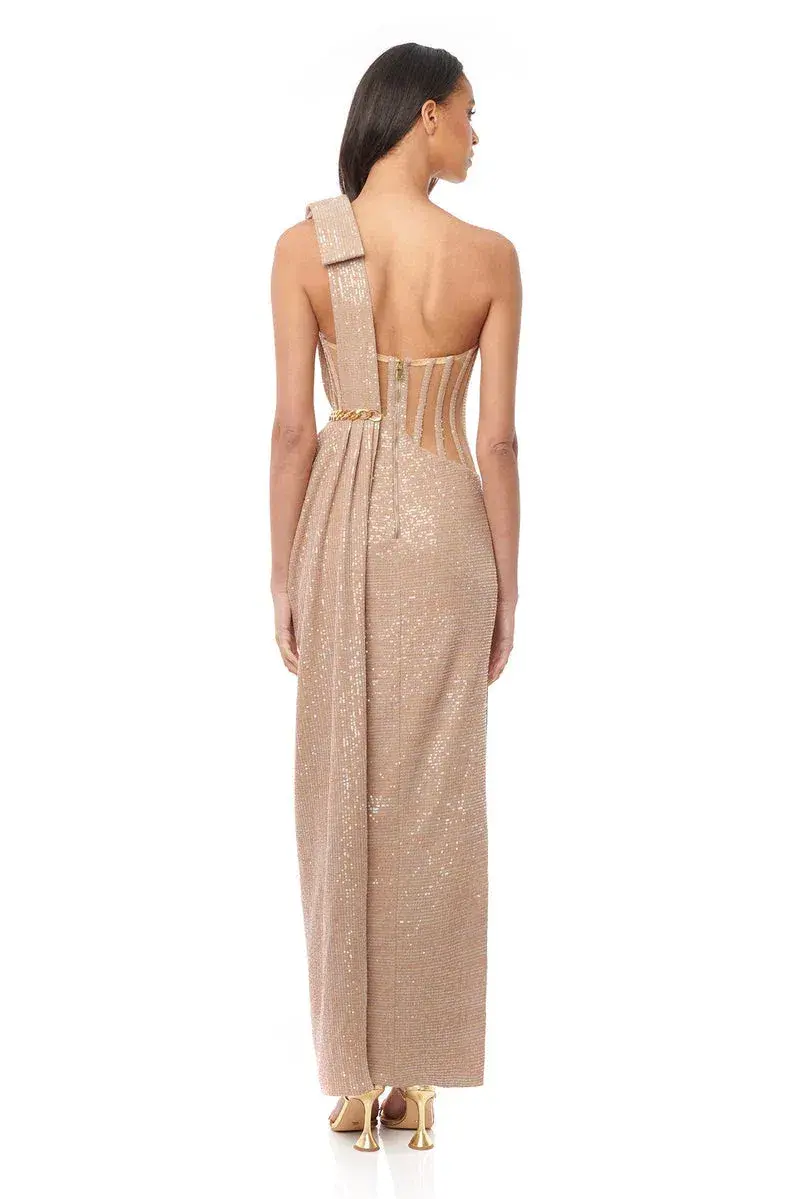 Eliyah the Label Annalise Gown Nude Sequin Size 6 / XS - Image 3