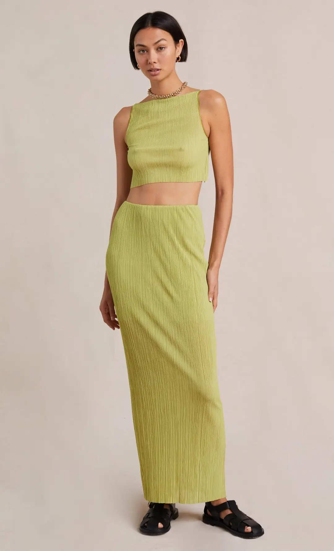 Bec and Bridge Plisse Pistachio Skirt Green Size 14 for rent on The Volte - main image