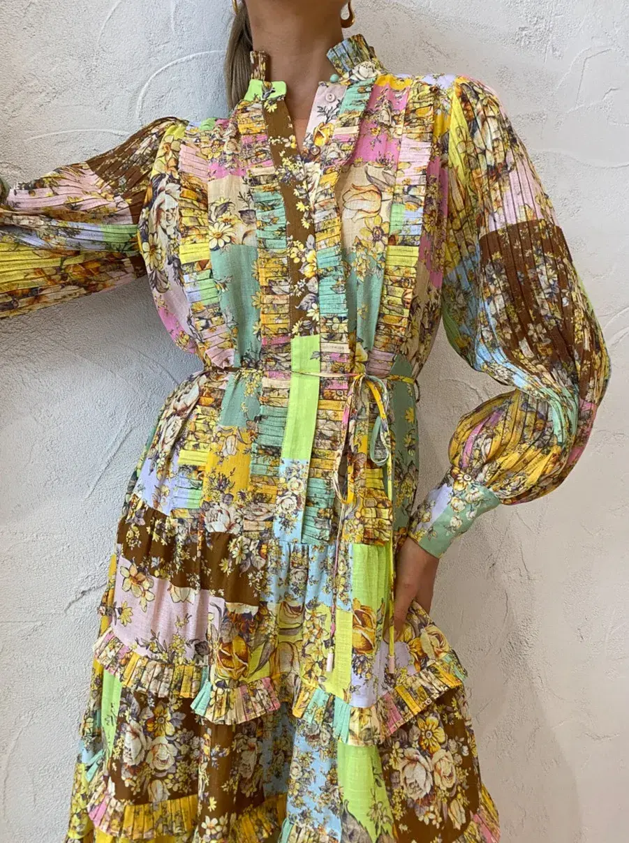 Alemais Matilde Pleat Shirt Dress Print Size 8 - Image 3
