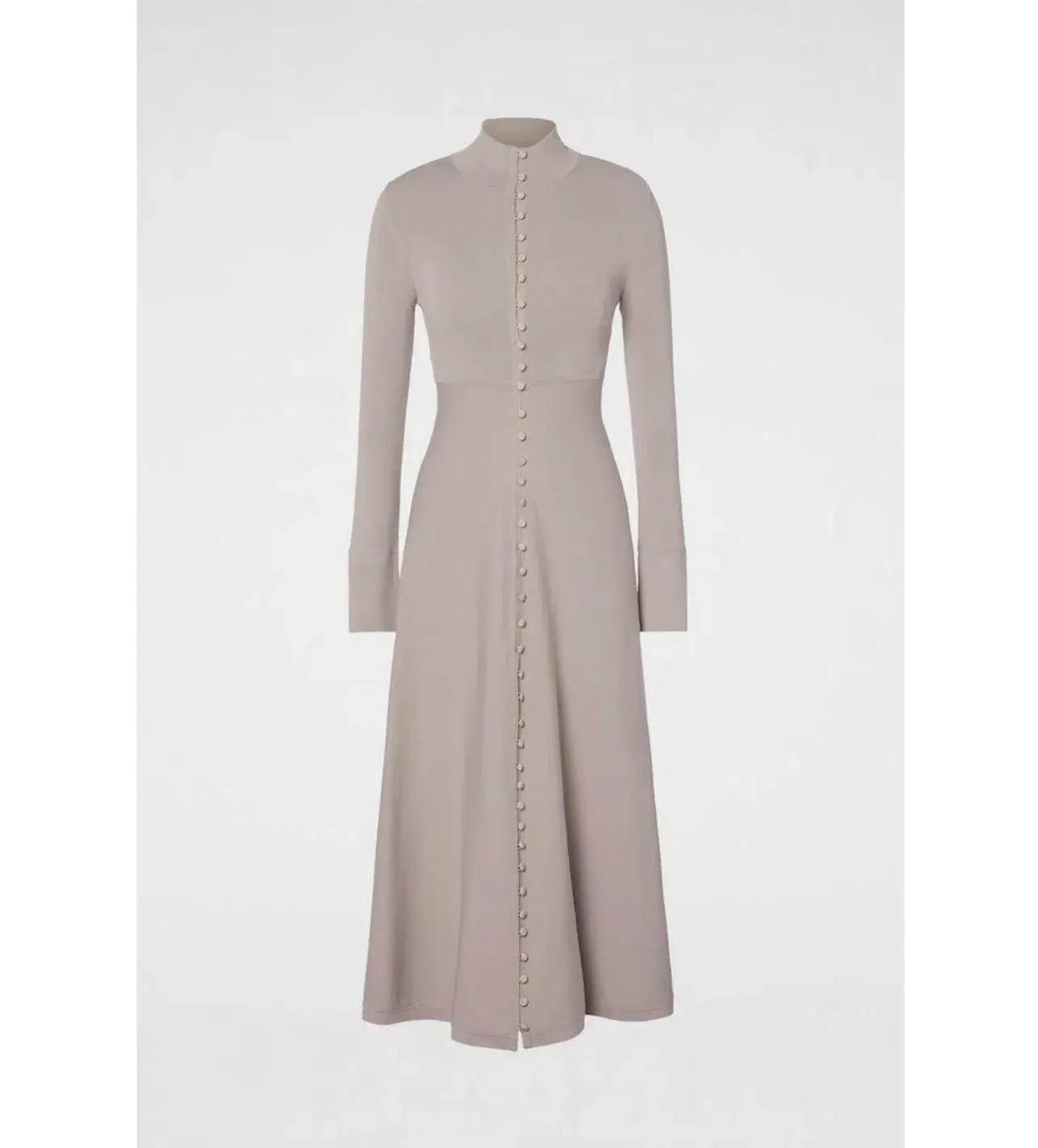 Scanlan Theodore Crepe Knit Button Dress Oyster Size 8  - Image 3