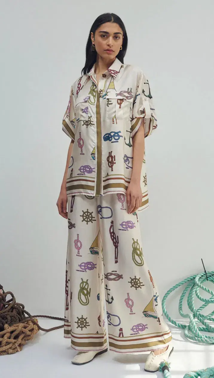 Alemais Ships Ahoy Man Shirt and Pants Set Print Size 14 - Image 3