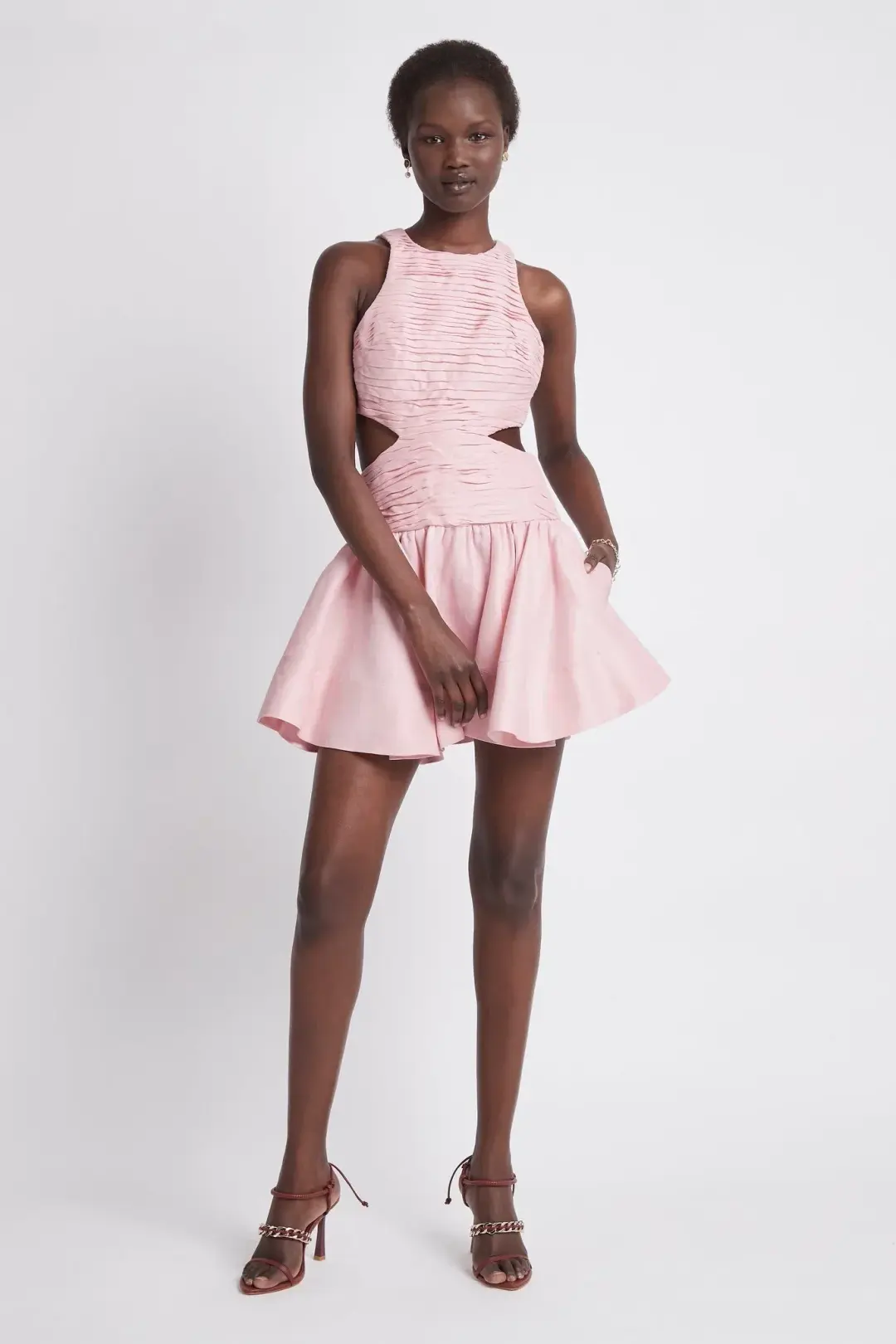Aje Introspect Cut Out Mini Dress Pink Size 8 for rent on The Volte - main image