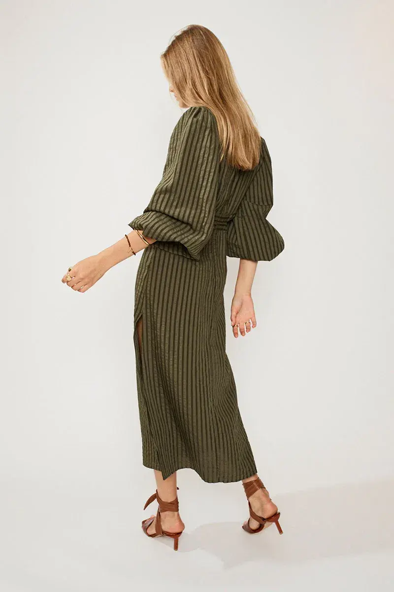 Suboo Queenie Cut Out Dress Olive Green Size 8 - Image 3