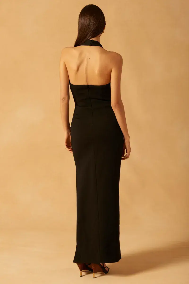 Misha Atta Bonded Crepe Gown Black Size 8 - Image 2