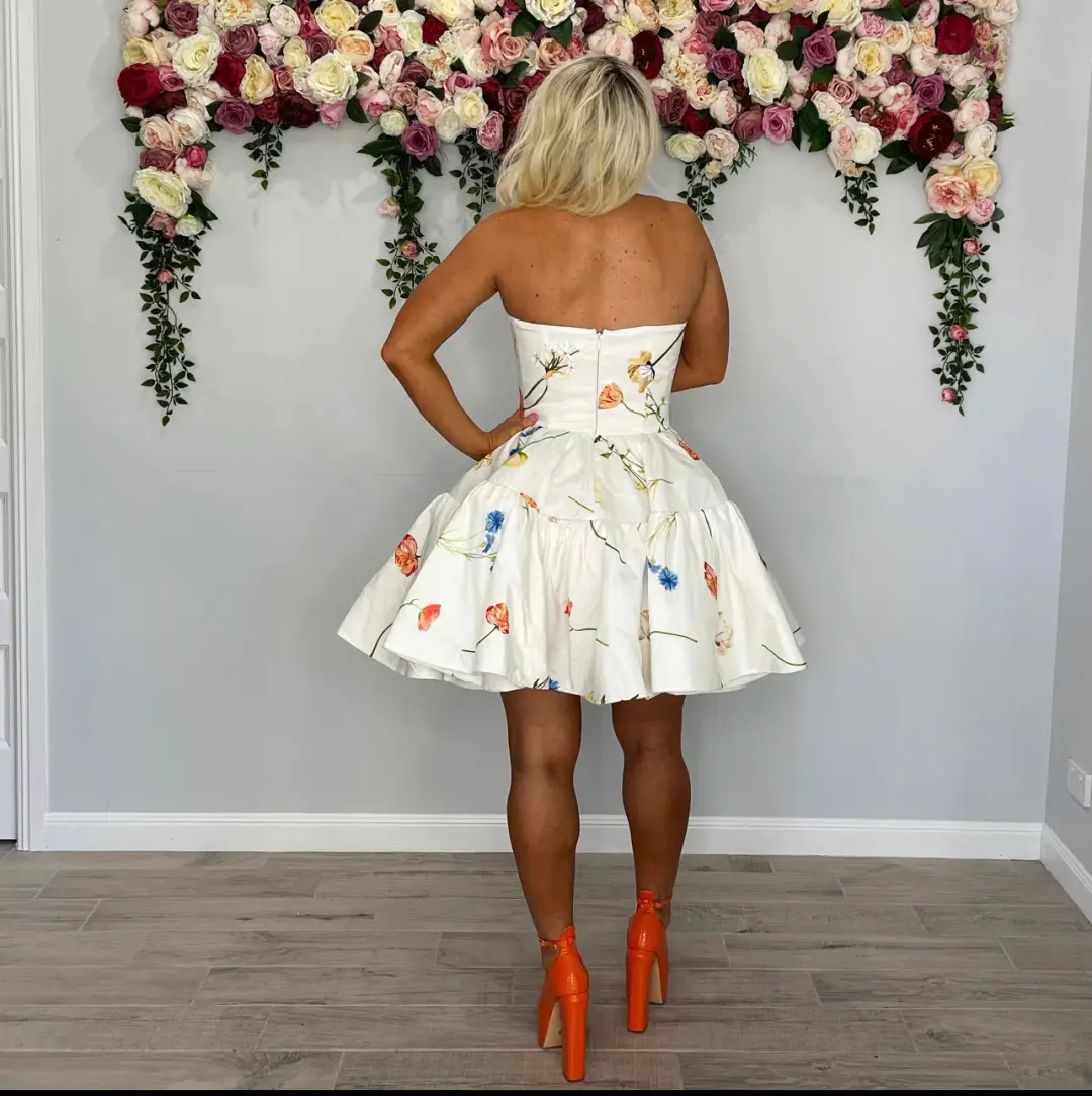 Leo and Lin The Fields Embroidered Bustier Mini Dress White Size 10 for rent on The Volte - main image