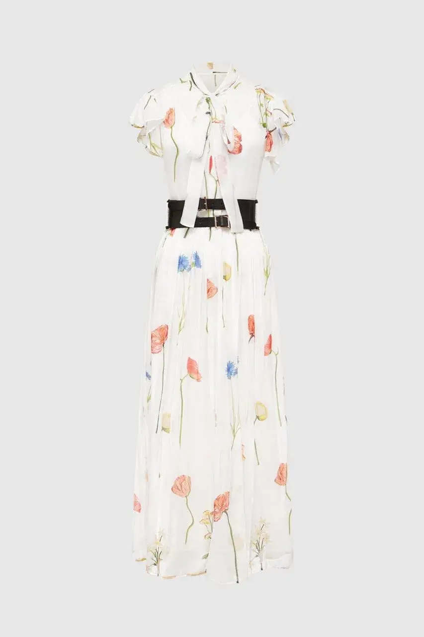 Leo and Lin The Fields Flutter Sleeve Dress White Size 10 - Image 1