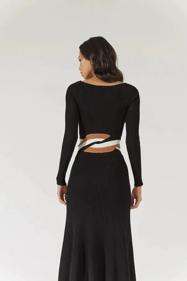 Sovere Inertia Knit Midi Dress Black Size 10 for rent on The Volte - main image