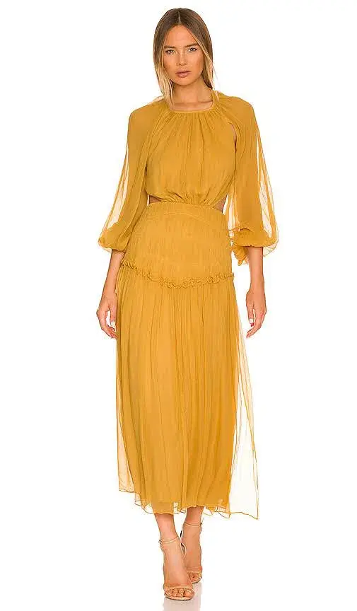 Shona Joy Iris Cut Out Backless Midi Dress Saffron Yellow Size 10 - Image 1