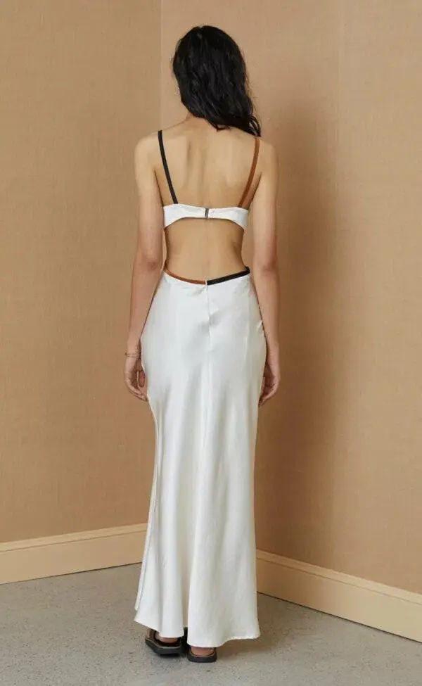 Bec & Bridge Toi Et Moi Dress White with Bronze Contrast Size 10 - Image 3