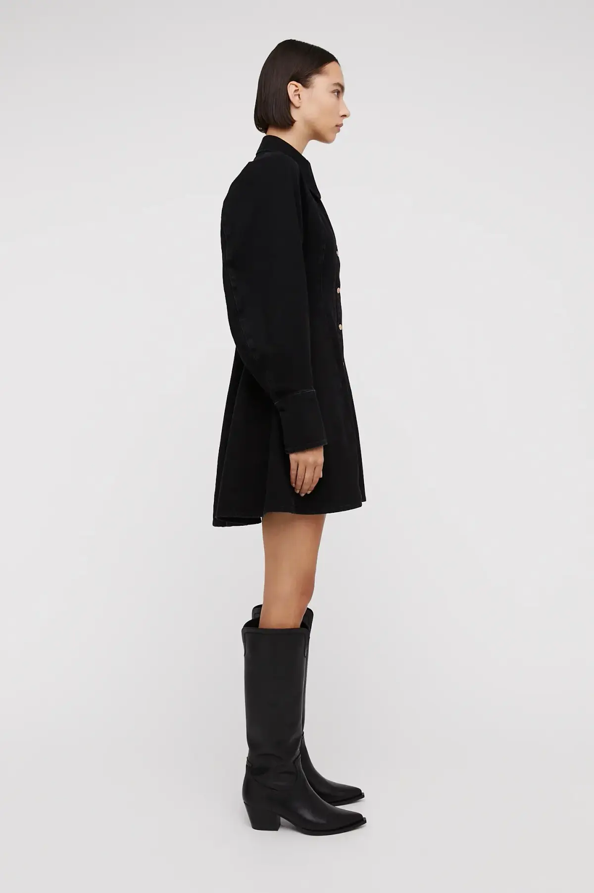 Scanlan Theodore Denim Cocoon Sleeve Mini Dress Black Size 10 - Image 2