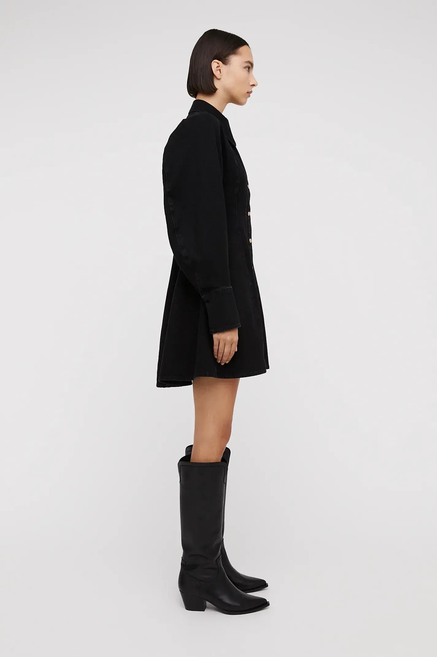 Scanlan Theodore Denim Cocoon Sleeve Mini Dress Black Size 10 - Image 2