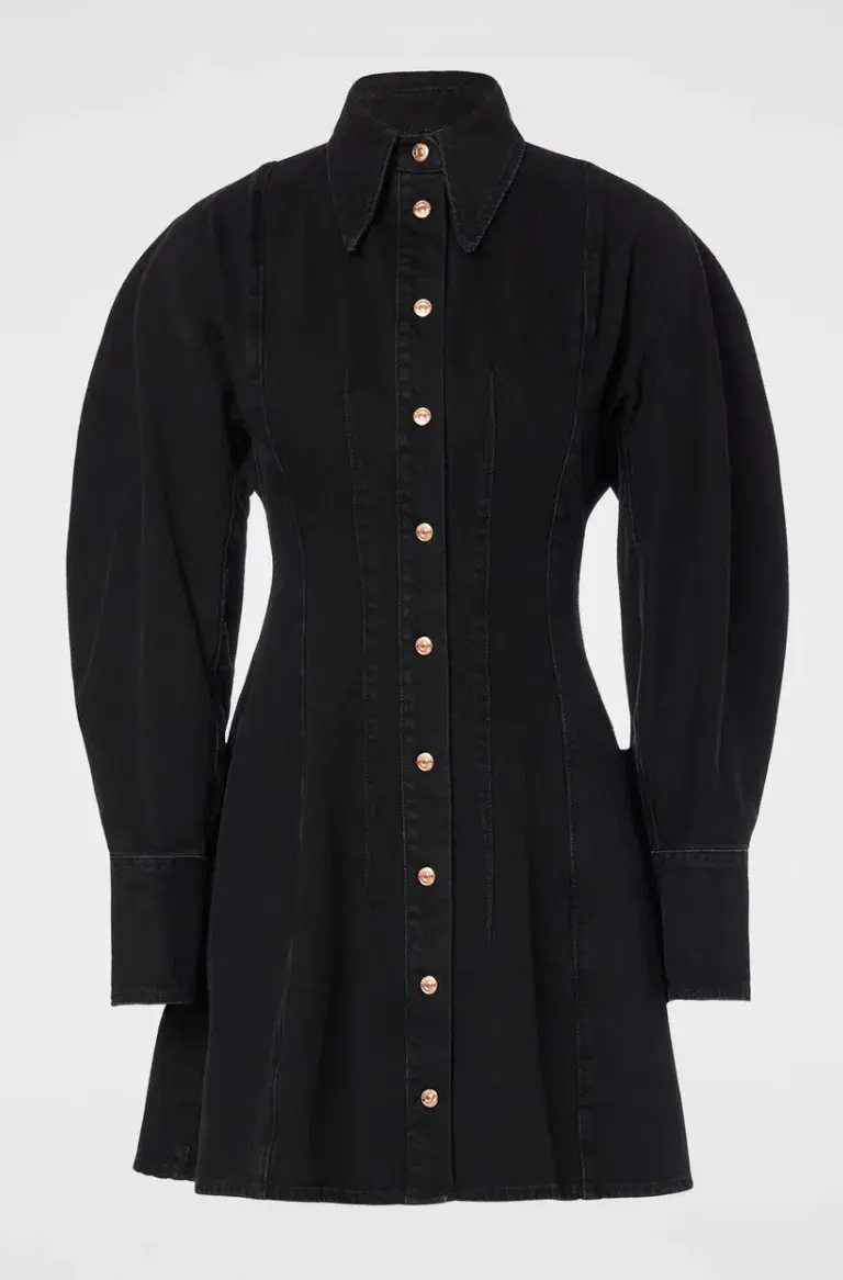 Scanlan Theodore Denim Cocoon Sleeve Mini Dress Black Size 10 - Image 4