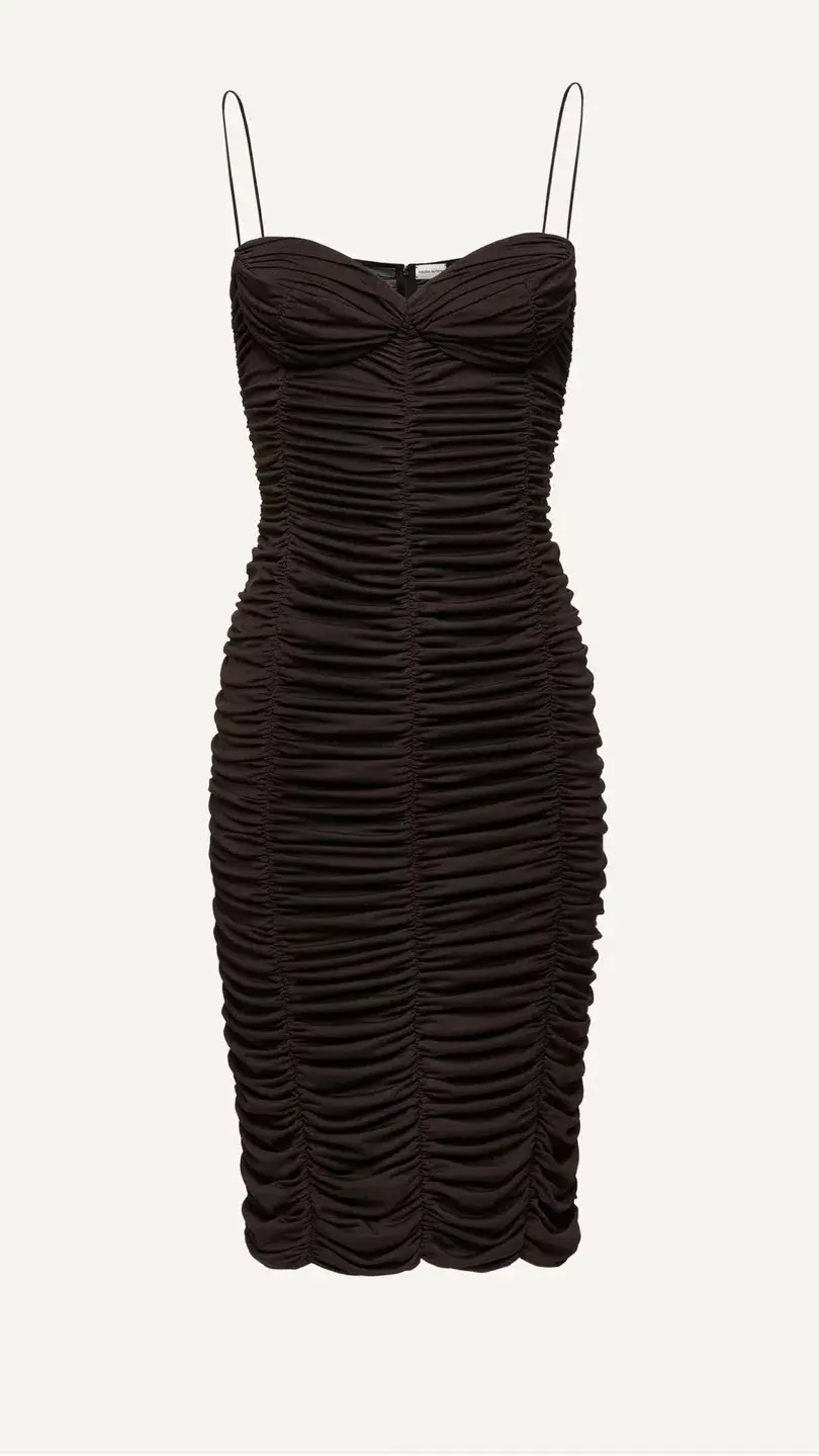 Magda Butrym Fitted Sweetheart Midi Dress Brown Size 36 - Image 3