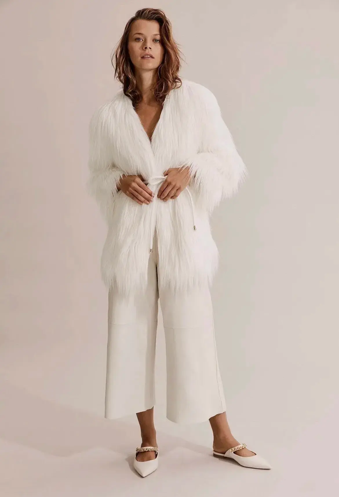 Country Road Luxurious Leather Culotte Pants White Size AU 14  - Image 4