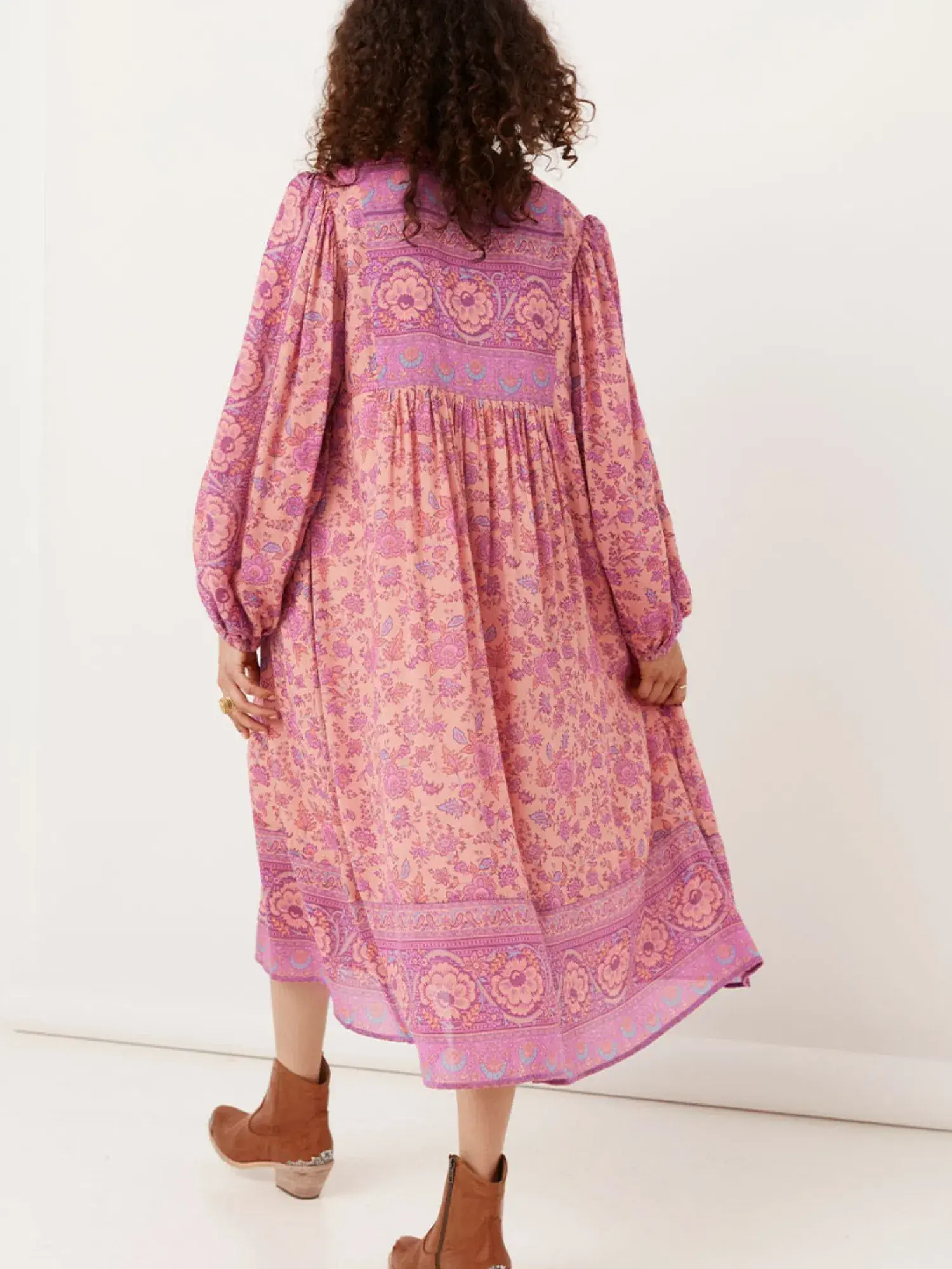 Spell Folksong Boho Smock Dress Floral Size L / AU 14 - Image 3