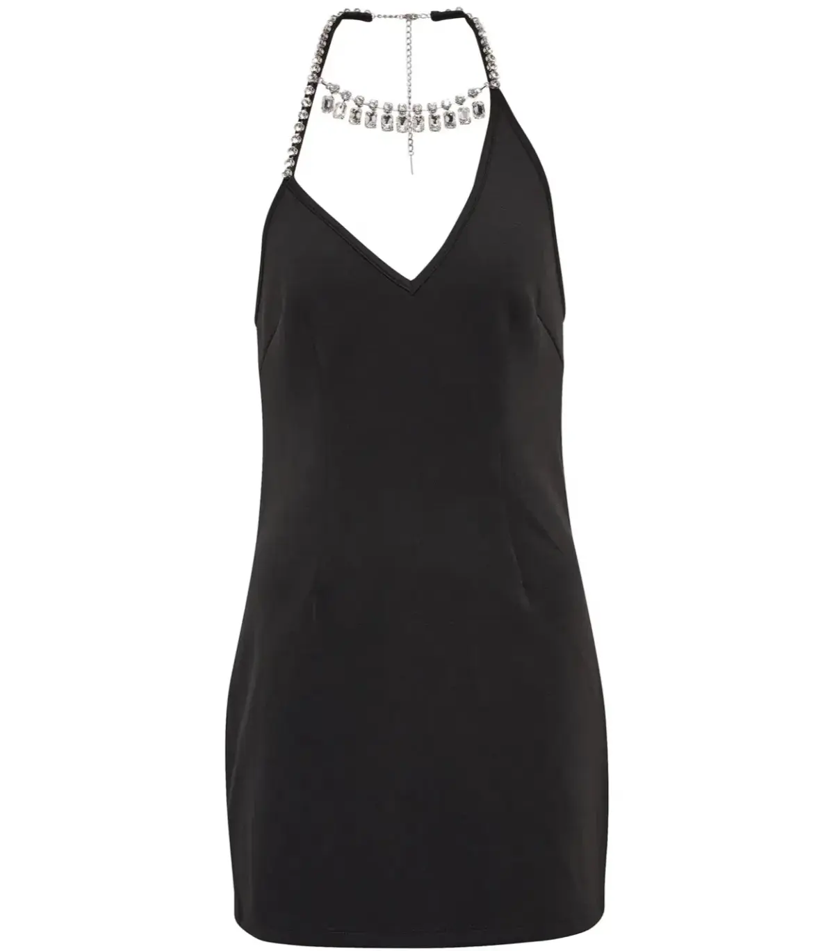 Area NYC Asymmetrical Halter Crystal Mini Dress Black Size S / Au 8 - Image 4