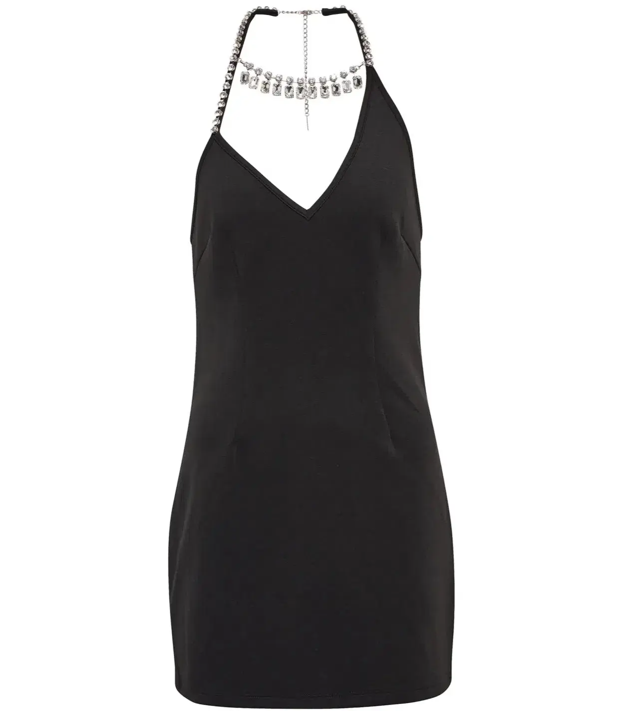 Area NYC Asymmetrical Halter Crystal Mini Dress Black Size S / Au 8 - Image 4