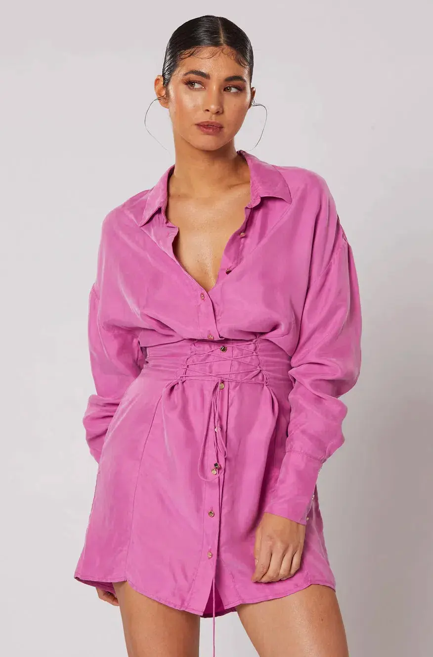 Winona Morado Button-Up Dress Pink Size 8  - Image 2