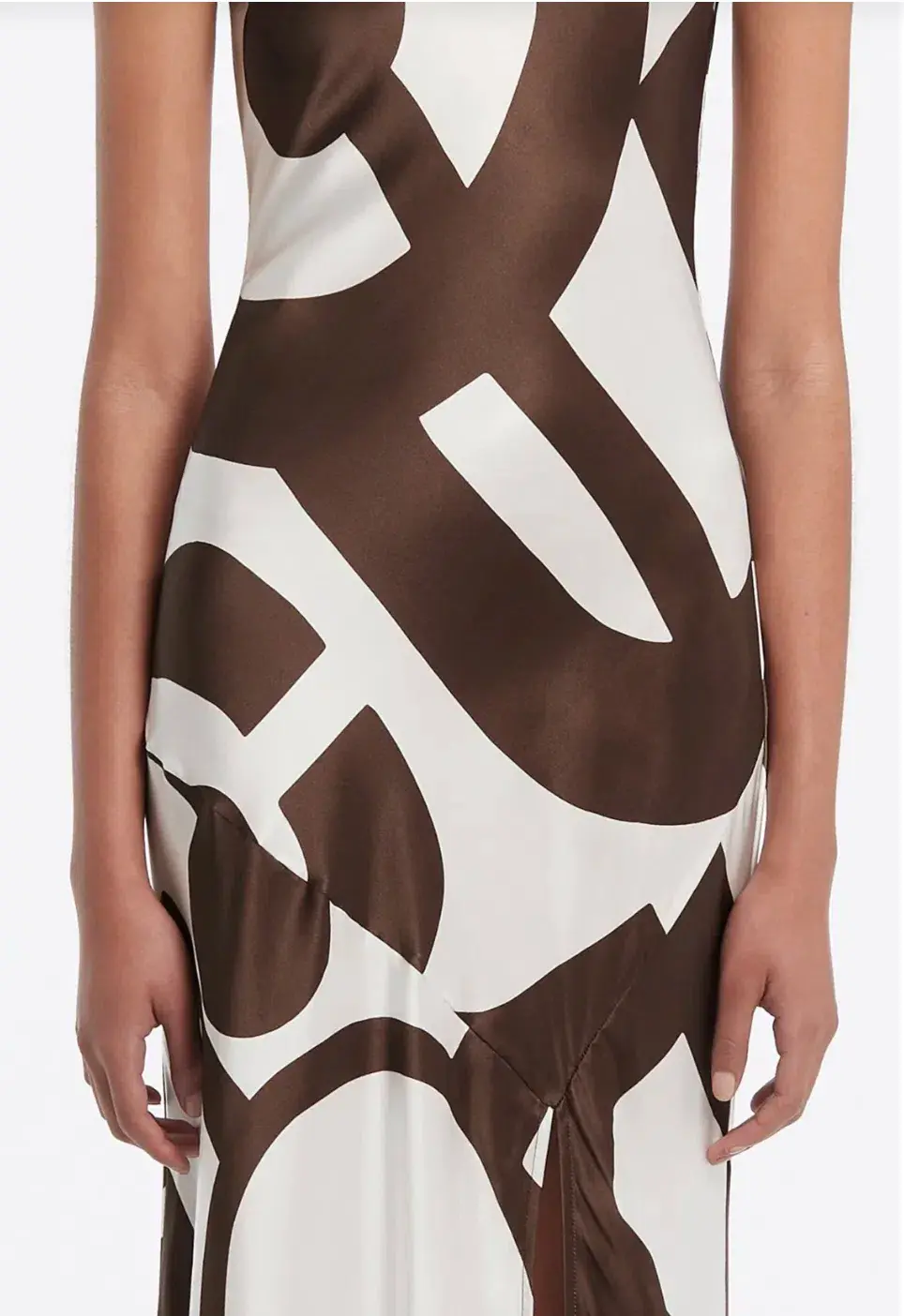 Sir the Label Julien Asymmetric Slip In Abstract Chocolate Size AU 10 - Image 4
